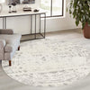 Brighton Stripes Collection Area Rug - Sussex (Ivory and Gray) Round Ivory and Gray  lifestyle 15