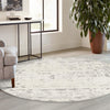 Brighton Stripes Collection Area Rug - Sussex (Ivory and Gray) Round Ivory and Gray  lifestyle 16