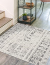 Brighton Stripes Collection Area Rug - Sussex (Ivory and Gray) Square Ivory and Gray  lifestyle 0