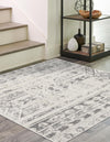 Brighton Stripes Collection Area Rug - Sussex (Ivory and Gray) Square Ivory and Gray  lifestyle 2