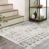 Brighton Stripes Collection Area Rug - Sussex (Ivory and Gray) Square Ivory and Gray  lifestyle 14