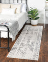 Brighton Stripes Collection Area Rug - Sussex (Ivory and Gray) Runner Ivory and Gray  lifestyle 0