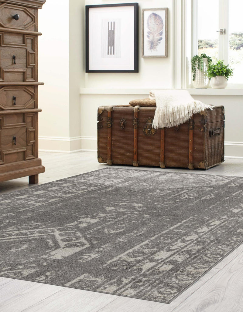 Brighton Stripes Collection Area Rug - Sussex (Gray and Ivory) Rectangle Gray and Ivory  lifestyle 2