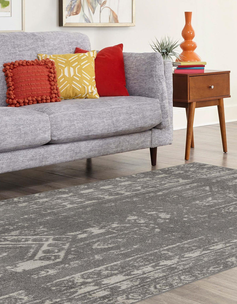 Brighton Stripes Collection Area Rug - Sussex (Gray and Ivory) Rectangle Gray and Ivory  lifestyle 3