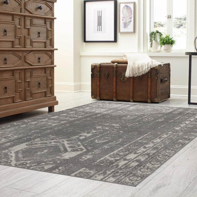 Brighton Stripes Collection Area Rug - Sussex (Gray and Ivory) Rectangle Gray and Ivory  lifestyle 16