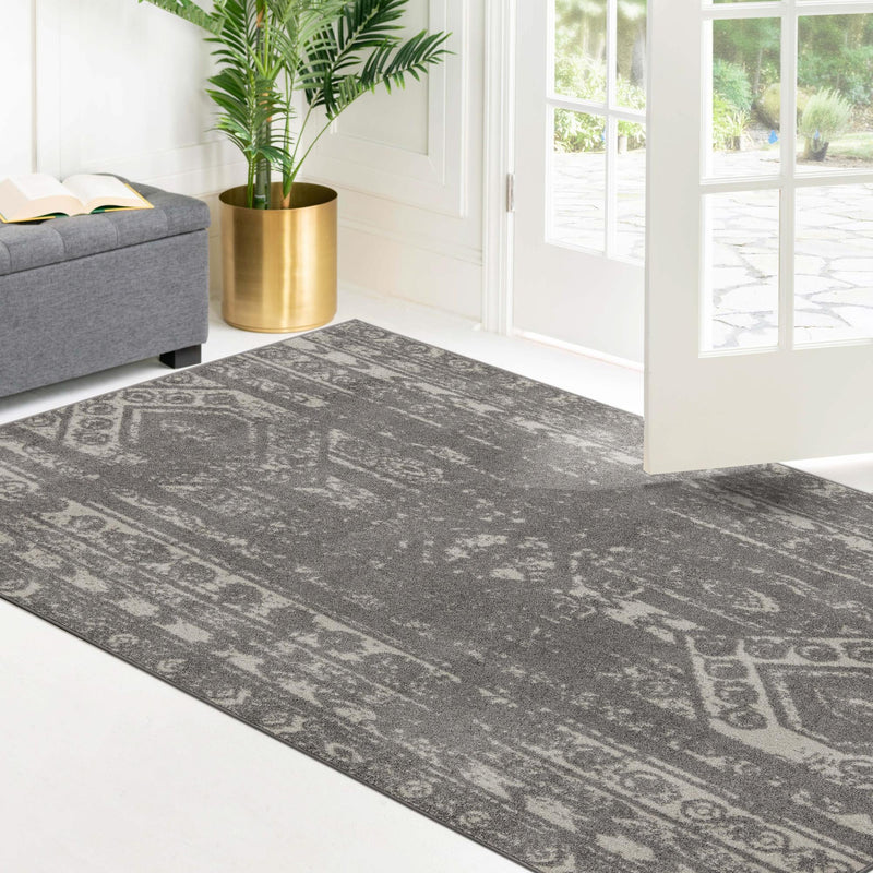 Brighton Stripes Collection Area Rug - Sussex (Gray and Ivory) Rectangle Gray and Ivory  lifestyle 18