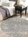 Brighton Stripes Collection Area Rug - Sussex (Gray and Ivory) Round Gray and Ivory  lifestyle 5