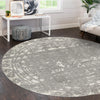 Brighton Stripes Collection Area Rug - Sussex (Gray and Ivory) Round Gray and Ivory  lifestyle 21