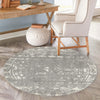 Brighton Stripes Collection Area Rug - Sussex (Gray and Ivory) Round Gray and Ivory  lifestyle 24