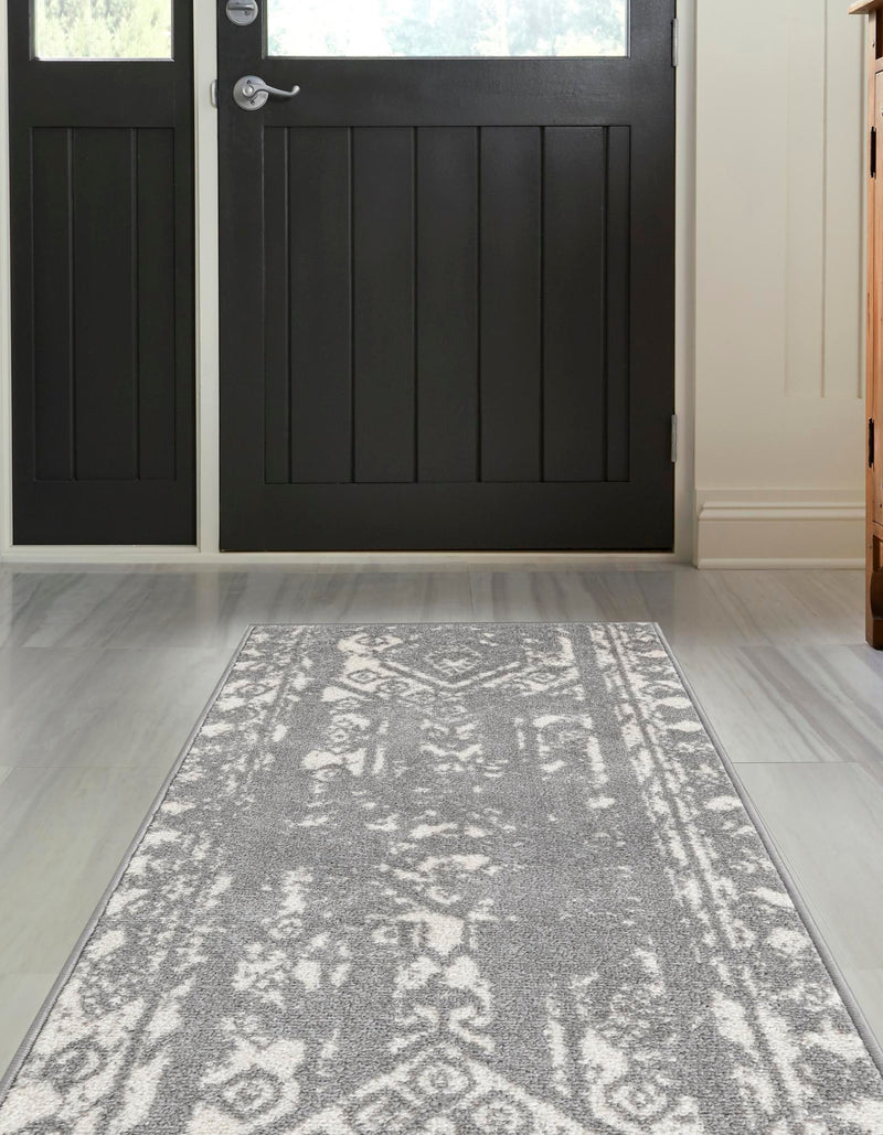 Brighton Stripes Collection Area Rug - Sussex (Gray and Ivory) Runner Gray and Ivory  lifestyle 2