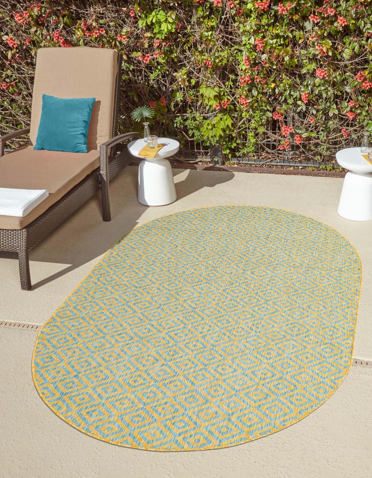 Urban Oasis Rugs Collection Area Rug -  Rooftop (Yellow and Aqua)