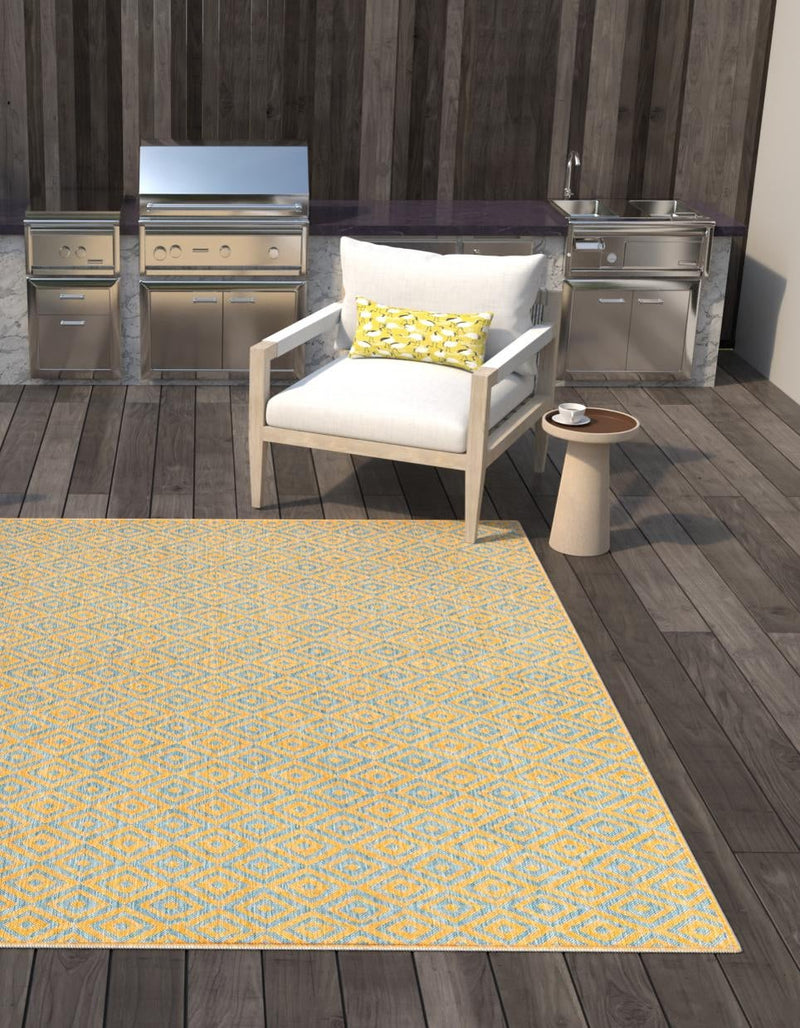 Urban Oasis Rugs Collection Area Rug -  Rooftop (Yellow and Aqua) Square Yellow and Aqua  lifestyle 0