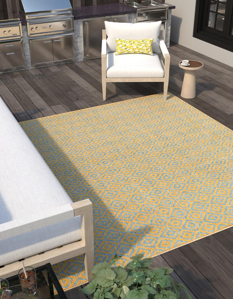 Urban Oasis Rugs Collection Area Rug -  Rooftop (Yellow and Aqua) Square Yellow and Aqua  lifestyle 2