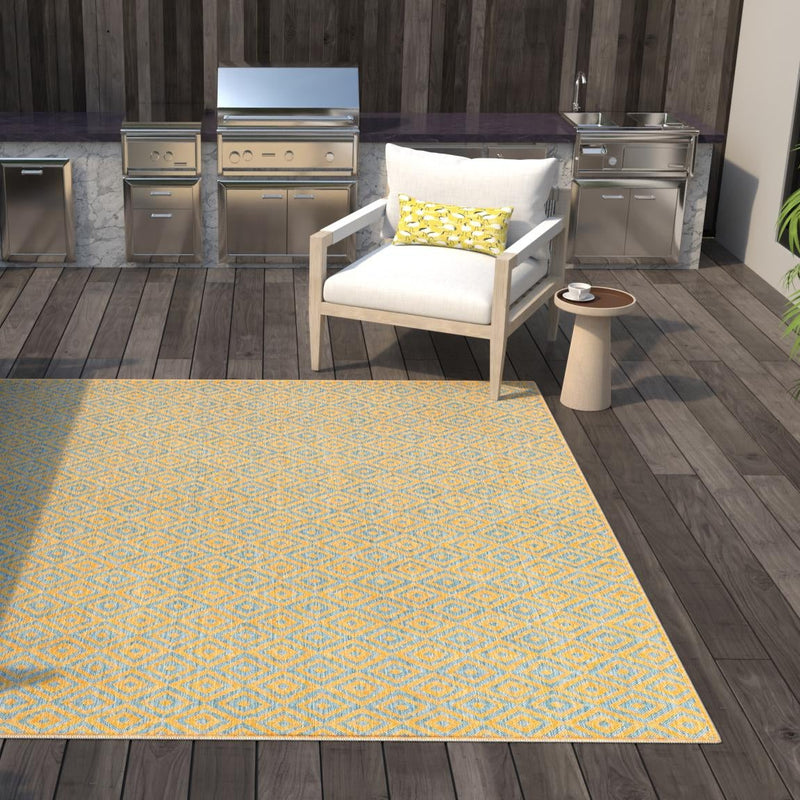 Urban Oasis Rugs Collection Area Rug -  Rooftop (Yellow and Aqua) Square Yellow and Aqua  lifestyle 13