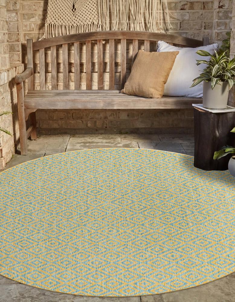 Urban Oasis Rugs Collection Area Rug -  Rooftop (Yellow and Aqua)