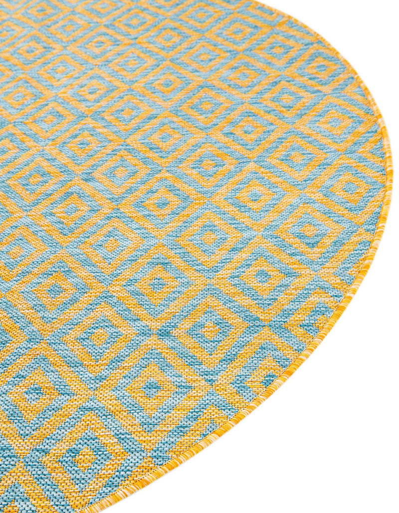 Urban Oasis Rugs Collection Area Rug -  Rooftop (Yellow and Aqua) Round Yellow and Aqua  lifestyle 7