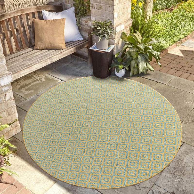 Urban Oasis Rugs Collection Area Rug -  Rooftop (Yellow and Aqua) Round Yellow and Aqua  lifestyle 21