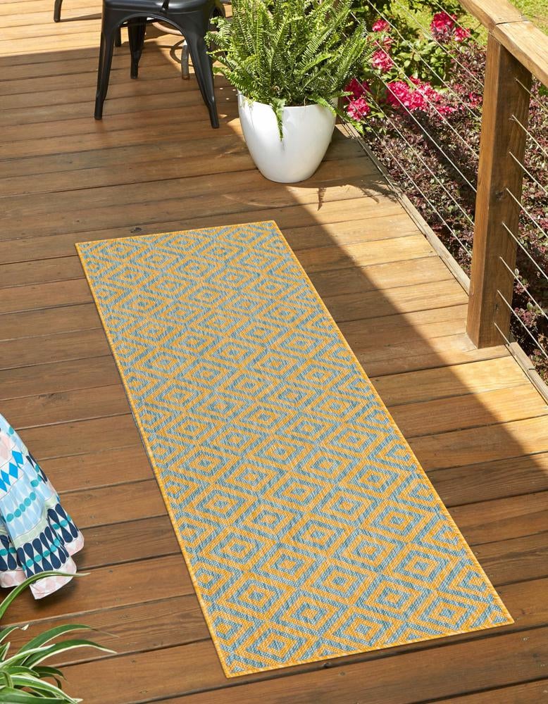 Urban Oasis Rugs Collection Area Rug -  Rooftop (Yellow and Aqua) Runner Yellow and Aqua  lifestyle 0