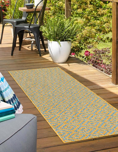 Urban Oasis Rugs Collection Area Rug -  Rooftop (Yellow and Aqua)