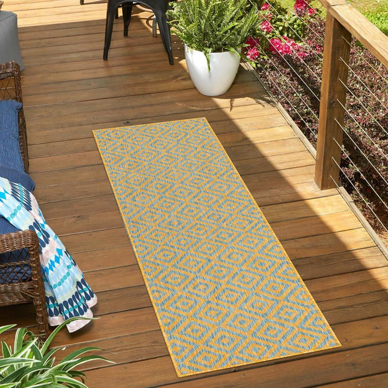 Urban Oasis Rugs Collection Area Rug -  Rooftop (Yellow and Aqua) Runner Yellow and Aqua  lifestyle 13