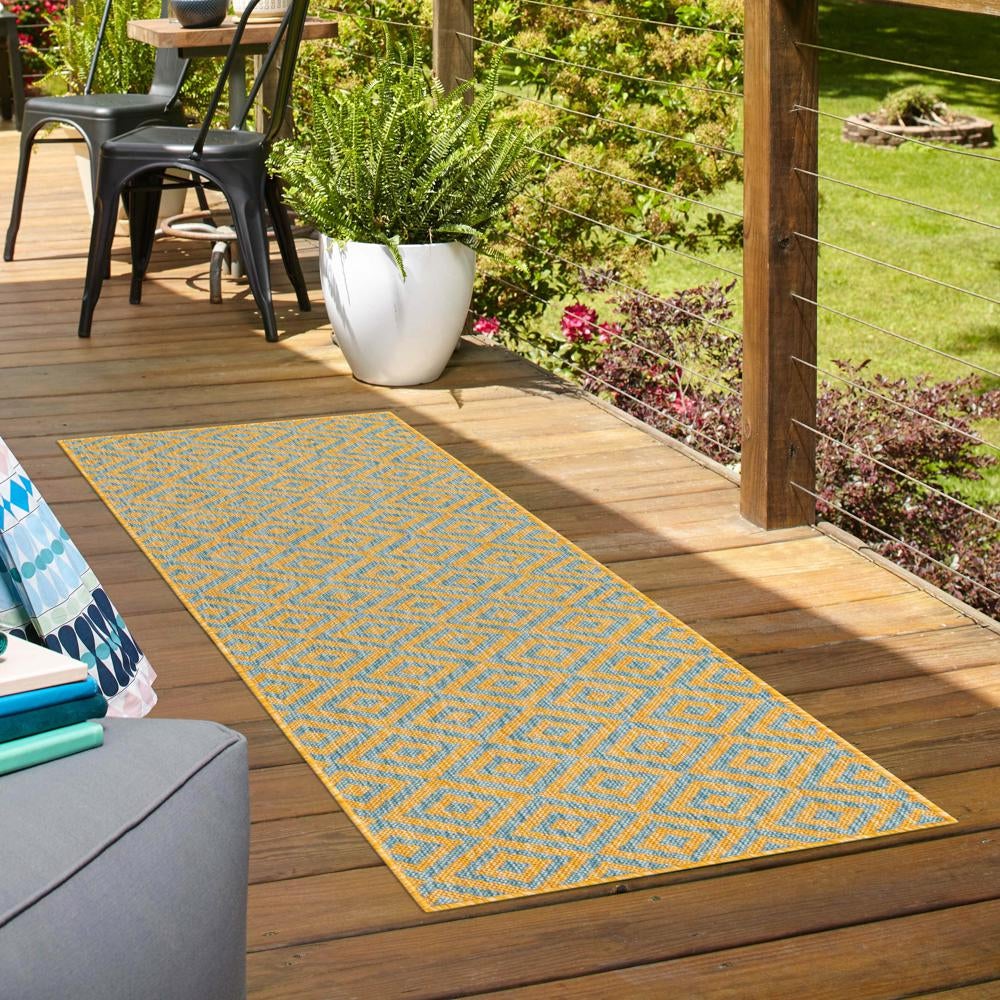 Urban Oasis Rugs Collection Area Rug -  Rooftop (Yellow and Aqua)