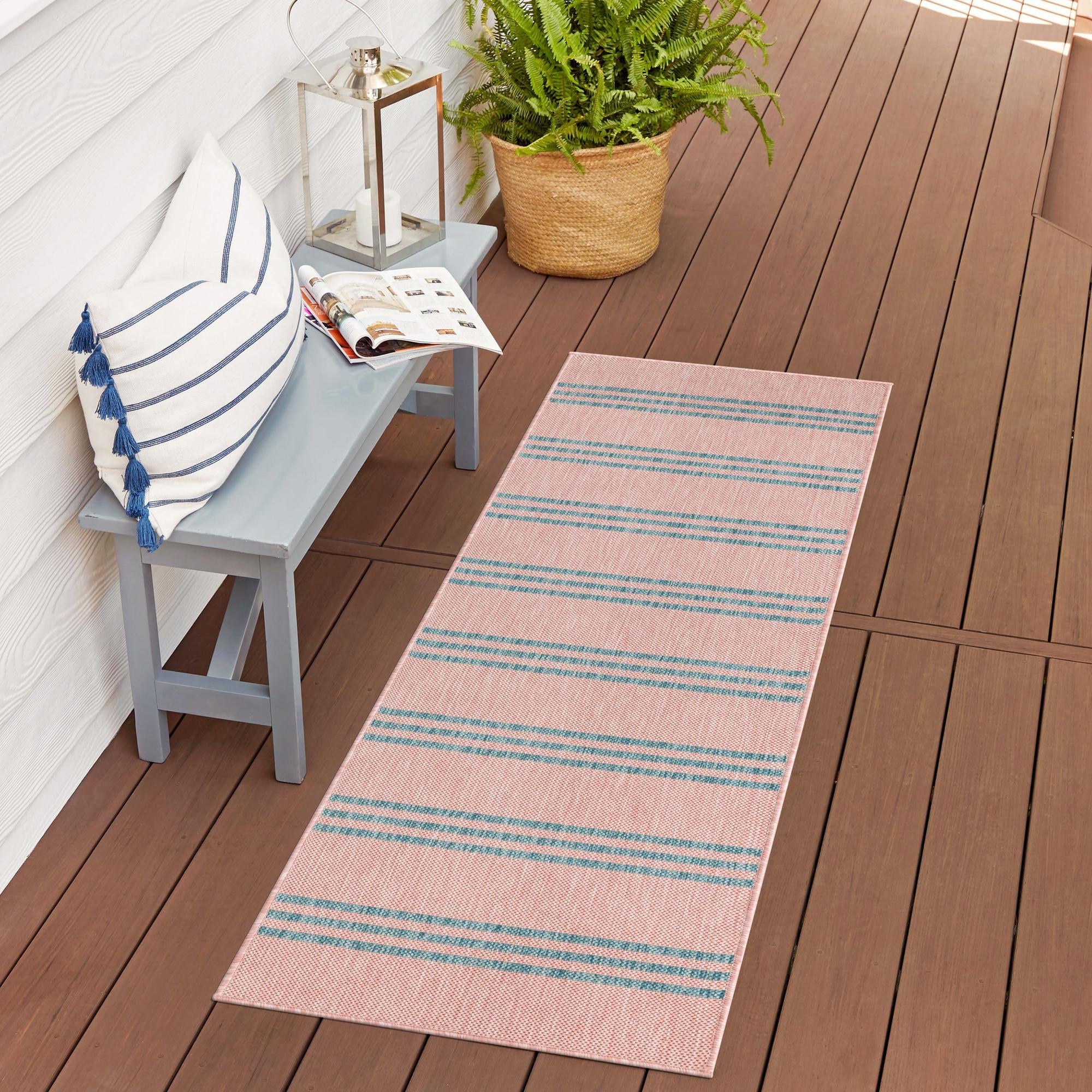 Urban Oasis Rugs Collection Area Rug -  District (Pink and Aqua)