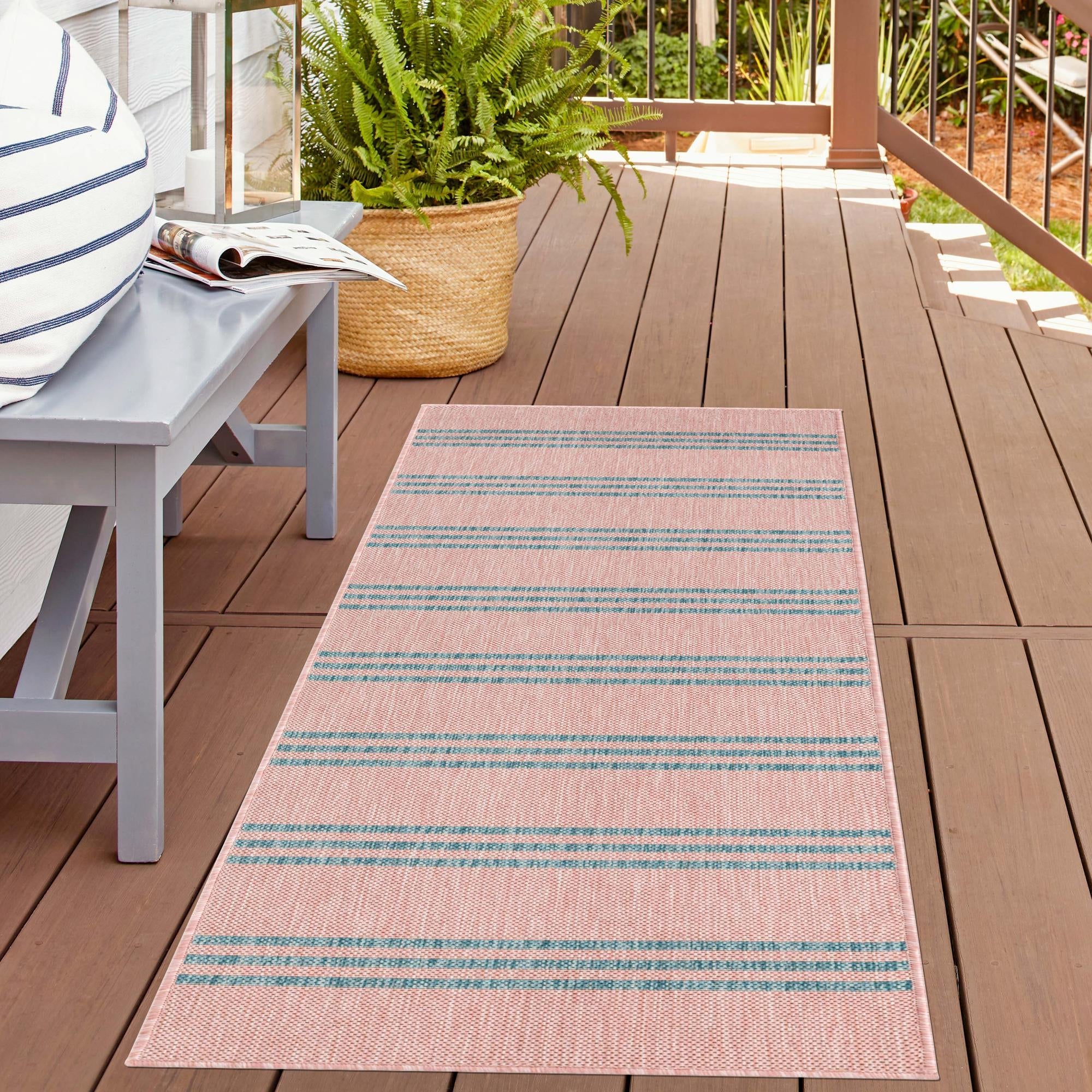 Urban Oasis Rugs Collection Area Rug -  District (Pink and Aqua)