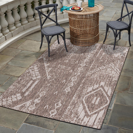 Desert Nomad Terrace Collection Area Rug - Sahara (Brown)