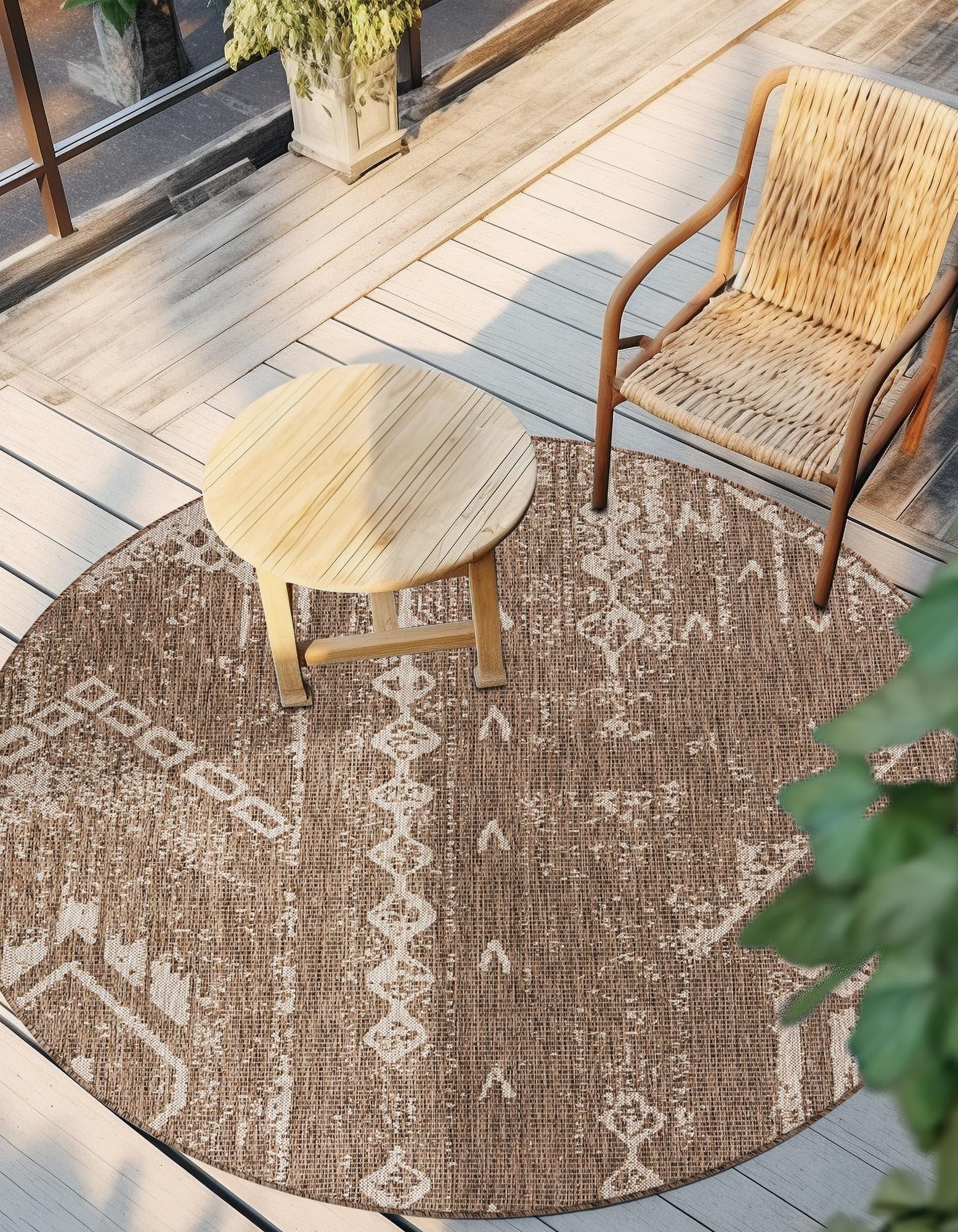 Desert Nomad Terrace Collection Area Rug - Sahara (Brown)