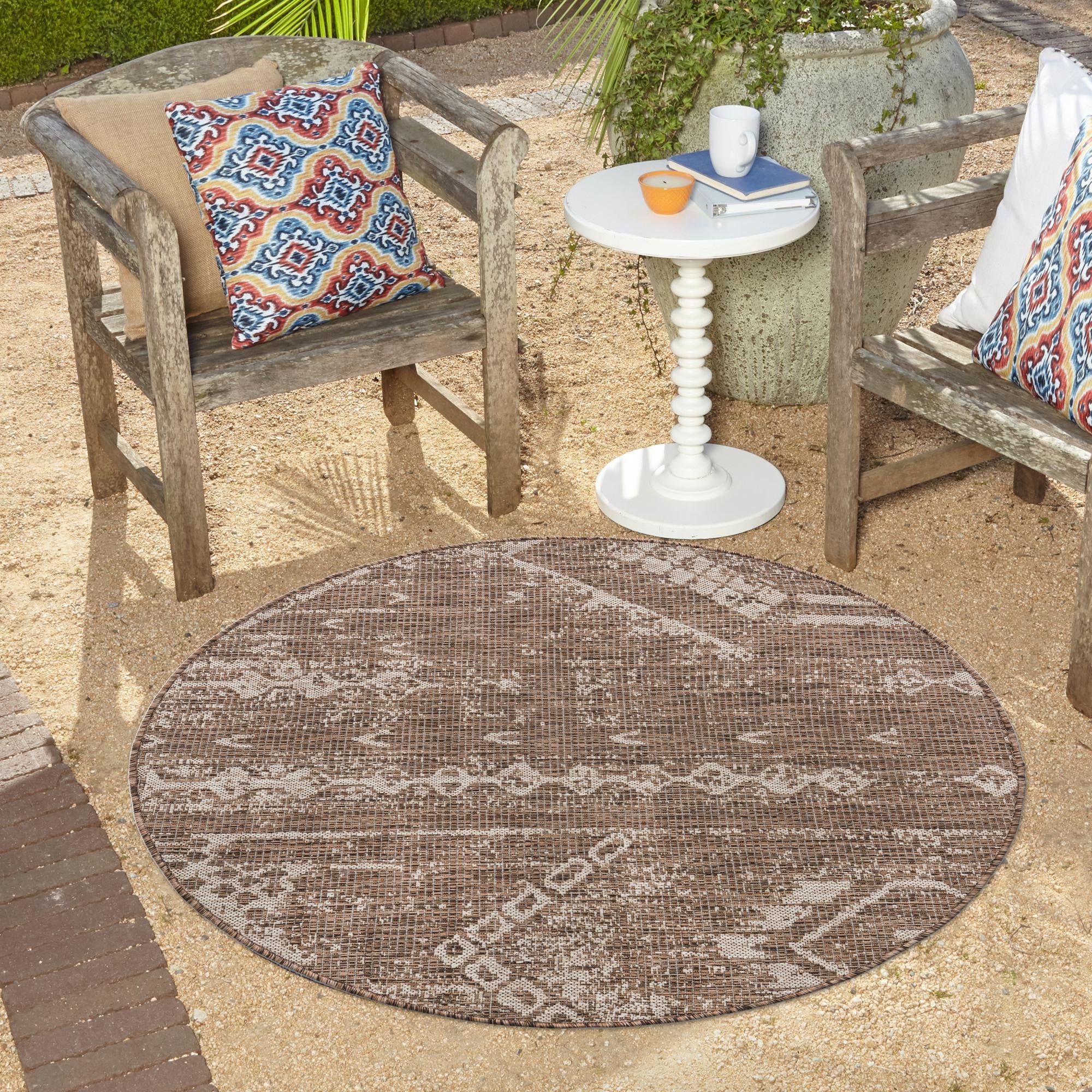 Desert Nomad Terrace Collection Area Rug - Sahara (Brown)