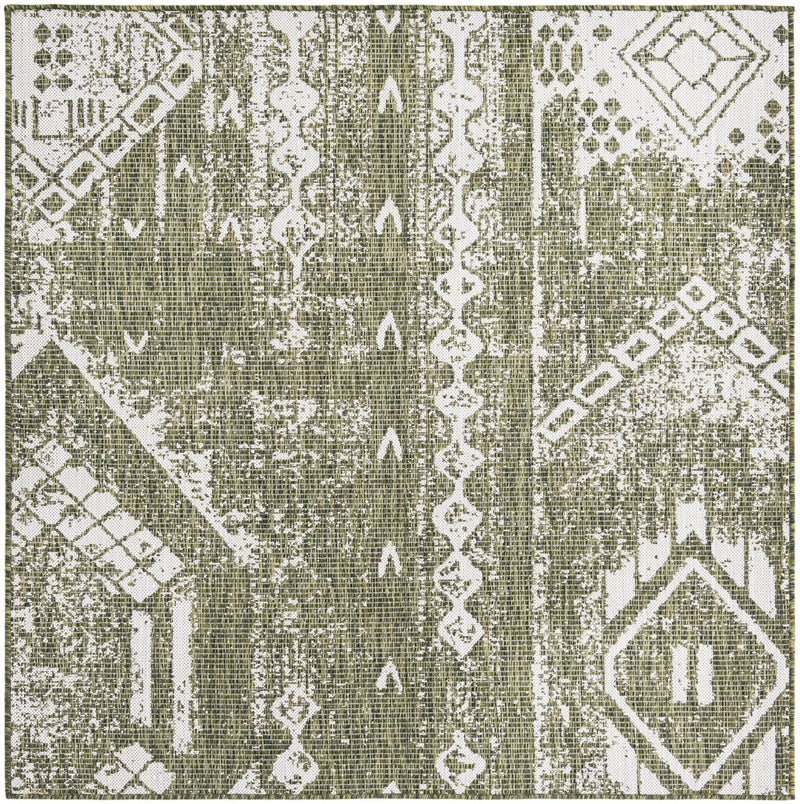 Desert Nomad Terrace Collection Area Rug - Sahara (Green) Square Green Main