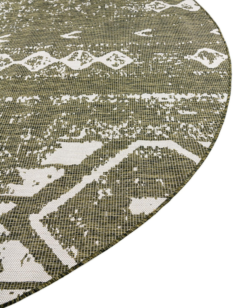 Desert Nomad Terrace Collection Area Rug - Sahara (Green) Round Green  lifestyle 7