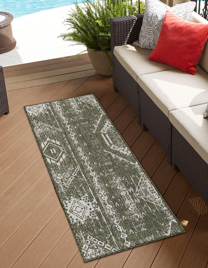 Desert Nomad Terrace Collection Area Rug - Sahara (Green) Runner Green  lifestyle 0