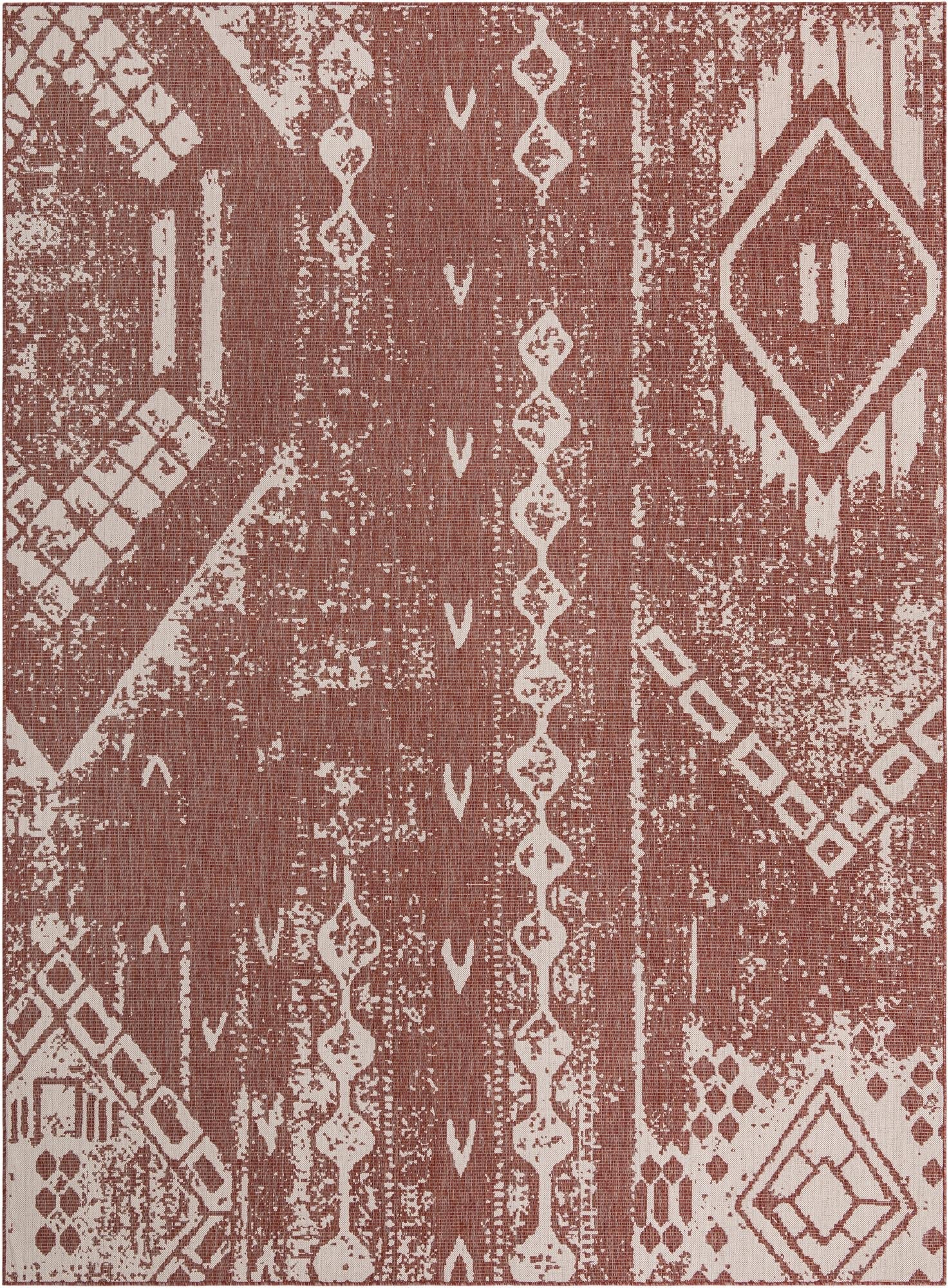 Desert Nomad Terrace Collection Area Rug - Sahara (Rust Red)