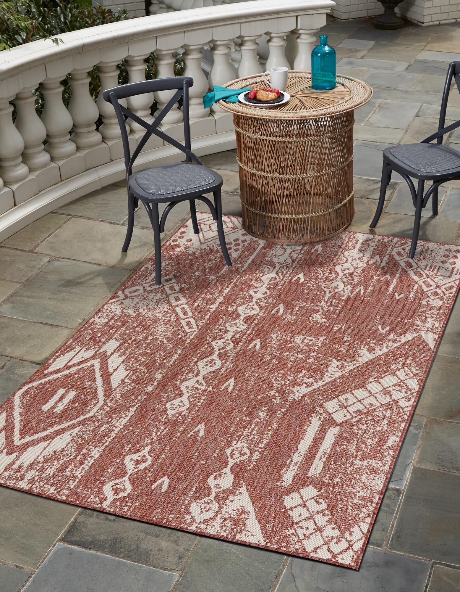 Desert Nomad Terrace Collection Area Rug - Sahara (Rust Red)