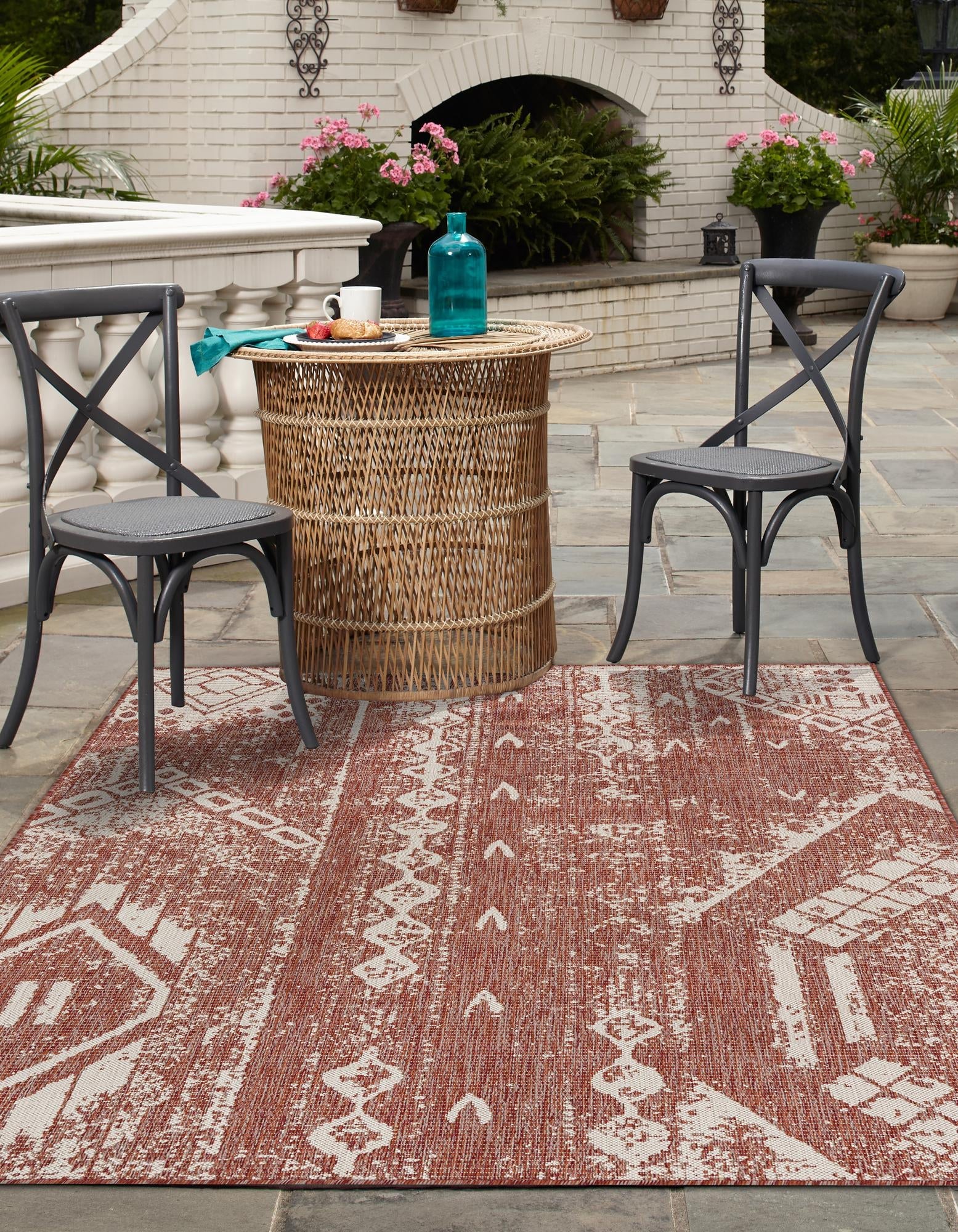 Desert Nomad Terrace Collection Area Rug - Sahara (Rust Red)