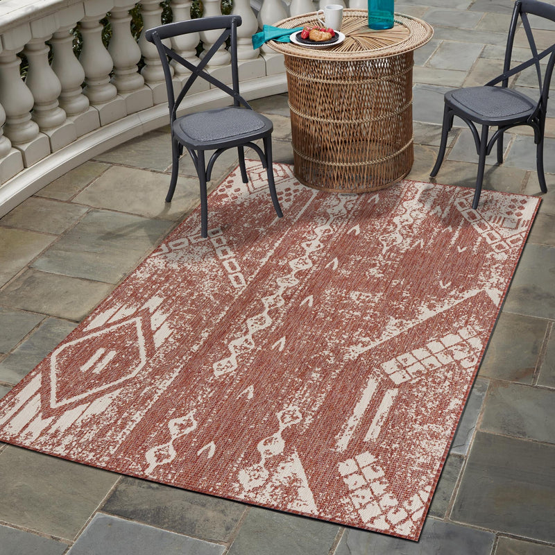 Desert Nomad Terrace Collection Area Rug - Sahara (Rust Red) Rectangle Rust Red  lifestyle 13