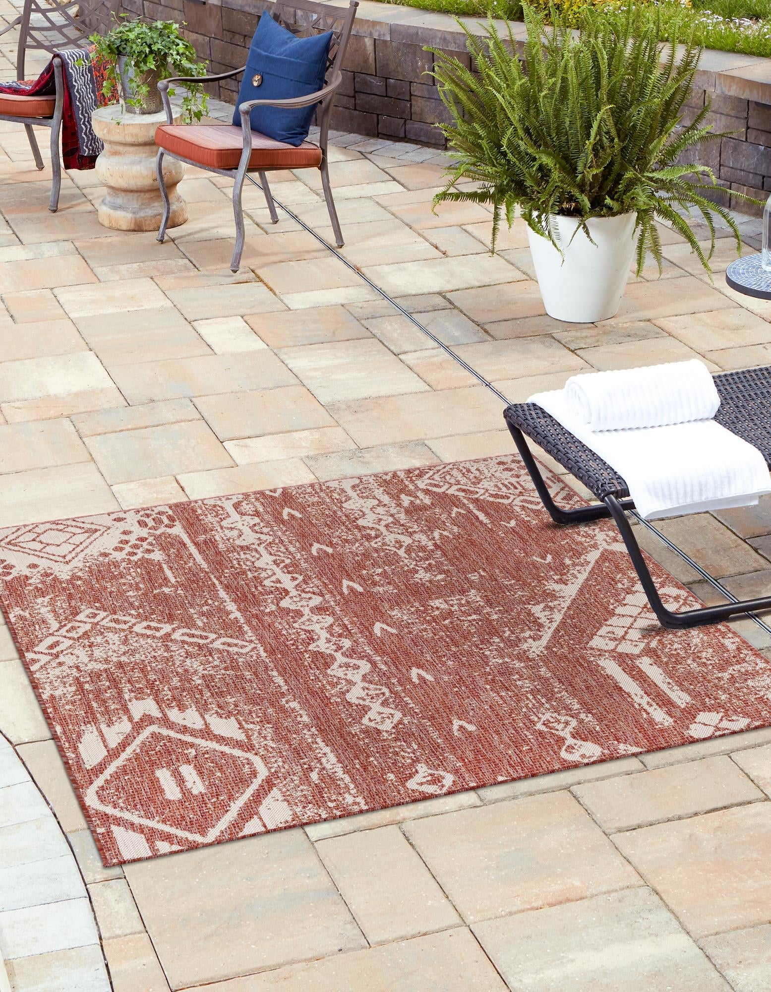 Desert Nomad Terrace Collection Area Rug - Sahara (Rust Red)