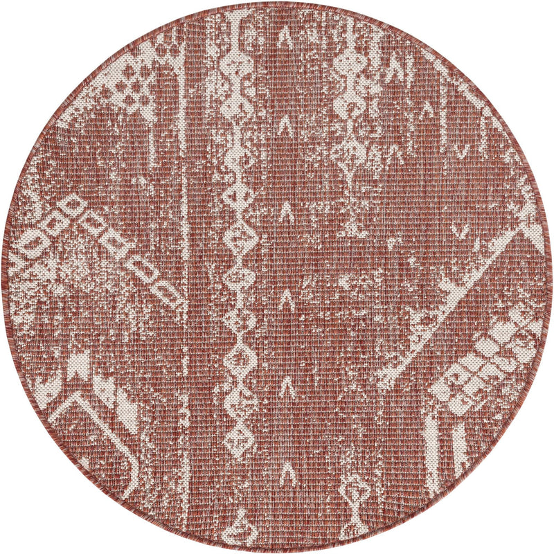 Desert Nomad Terrace Collection Area Rug - Sahara (Rust Red) Round Rust Red Main