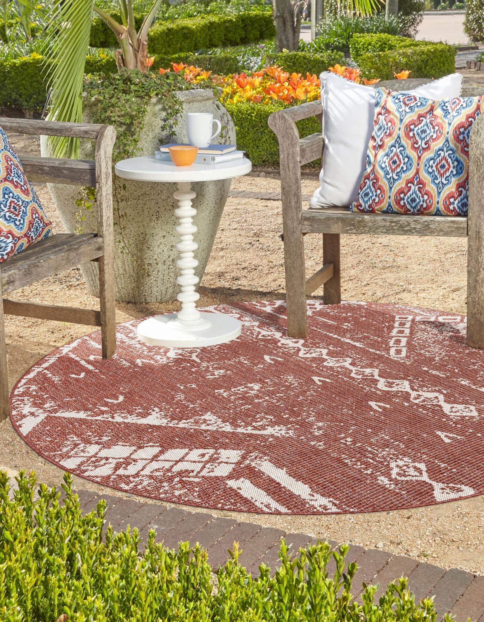 Desert Nomad Terrace Collection Area Rug - Sahara (Rust Red)