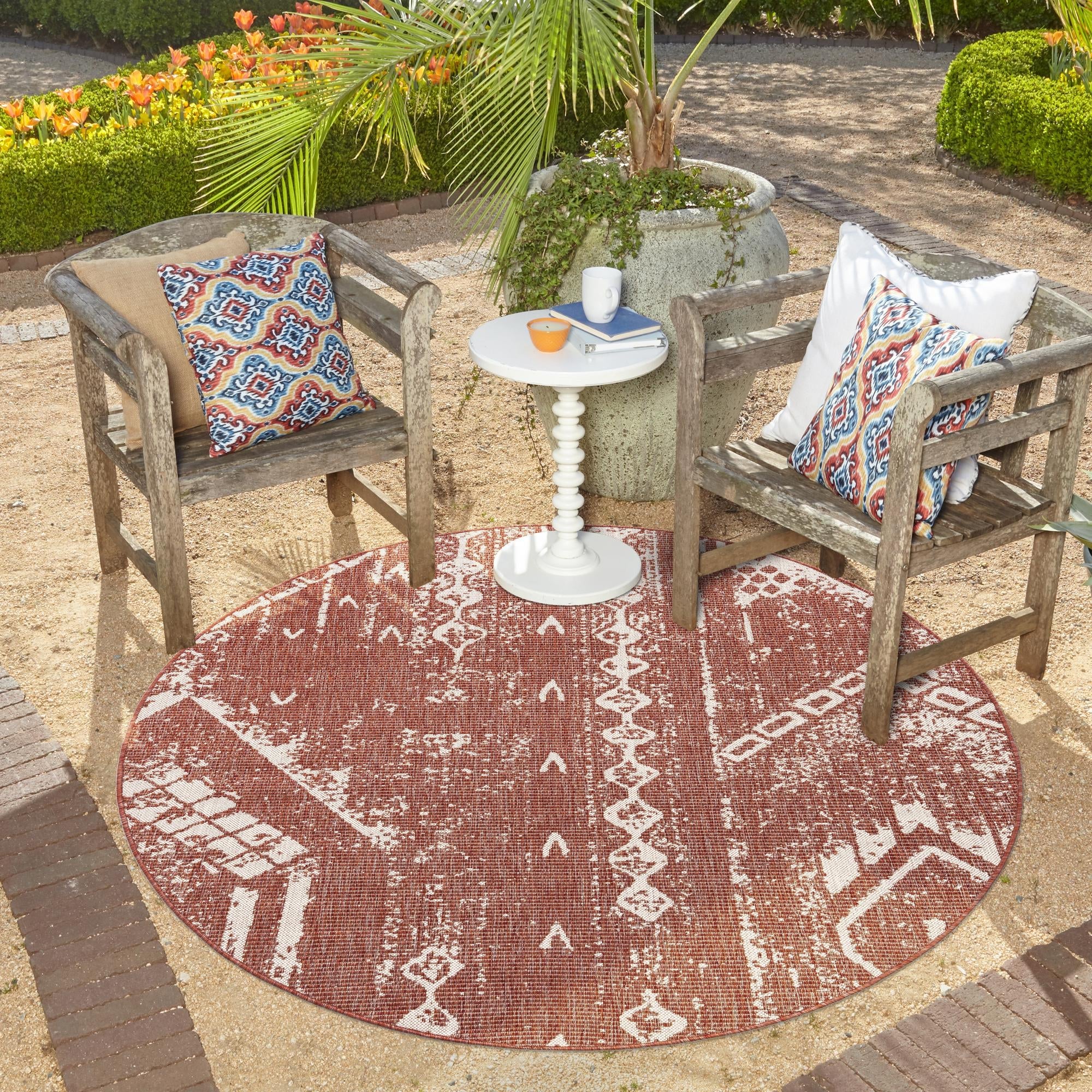 Desert Nomad Terrace Collection Area Rug - Sahara (Rust Red)