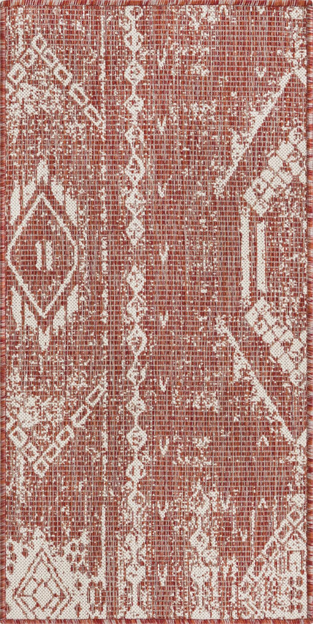 Desert Nomad Terrace Collection Area Rug - Sahara (Rust Red)