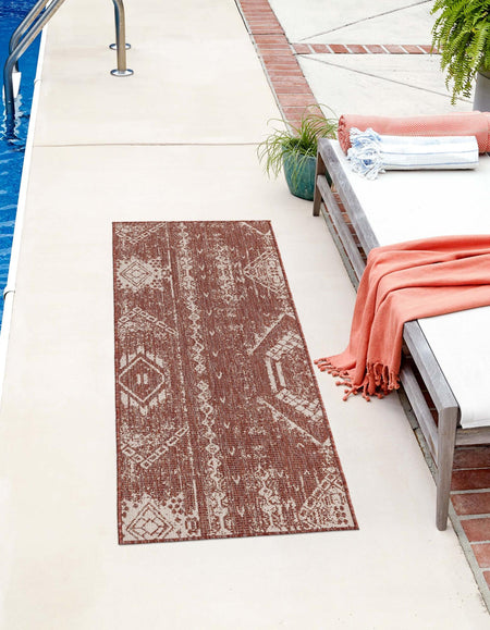 Desert Nomad Terrace Collection Area Rug - Sahara (Rust Red)