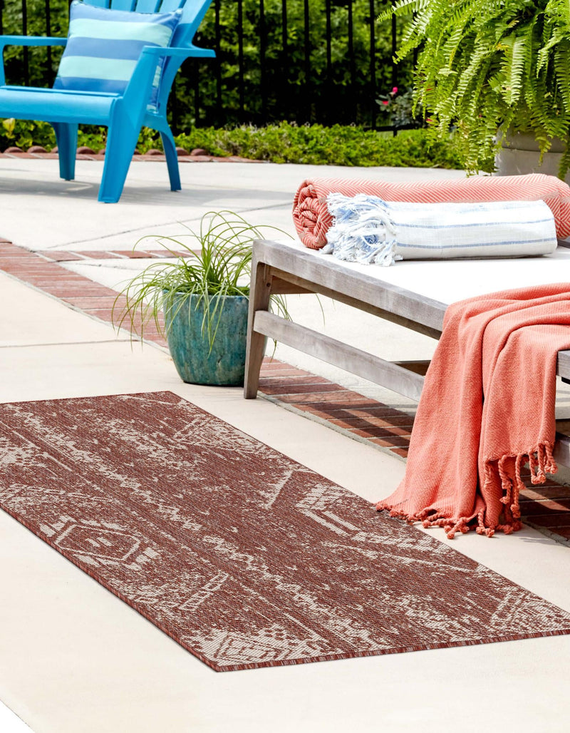 Desert Nomad Terrace Collection Area Rug - Sahara (Rust Red) Runner Rust Red  lifestyle 2