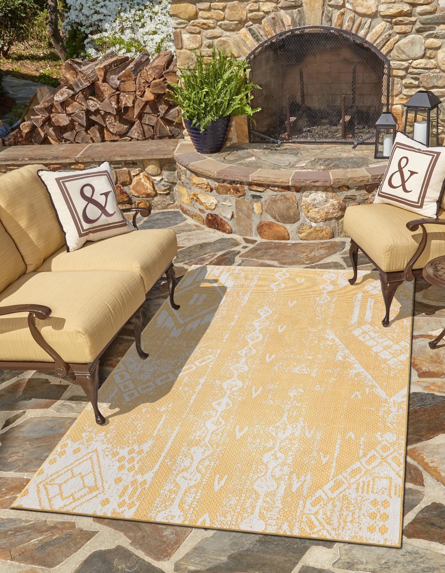 Desert Nomad Terrace Collection Area Rug - Sahara (Yellow)