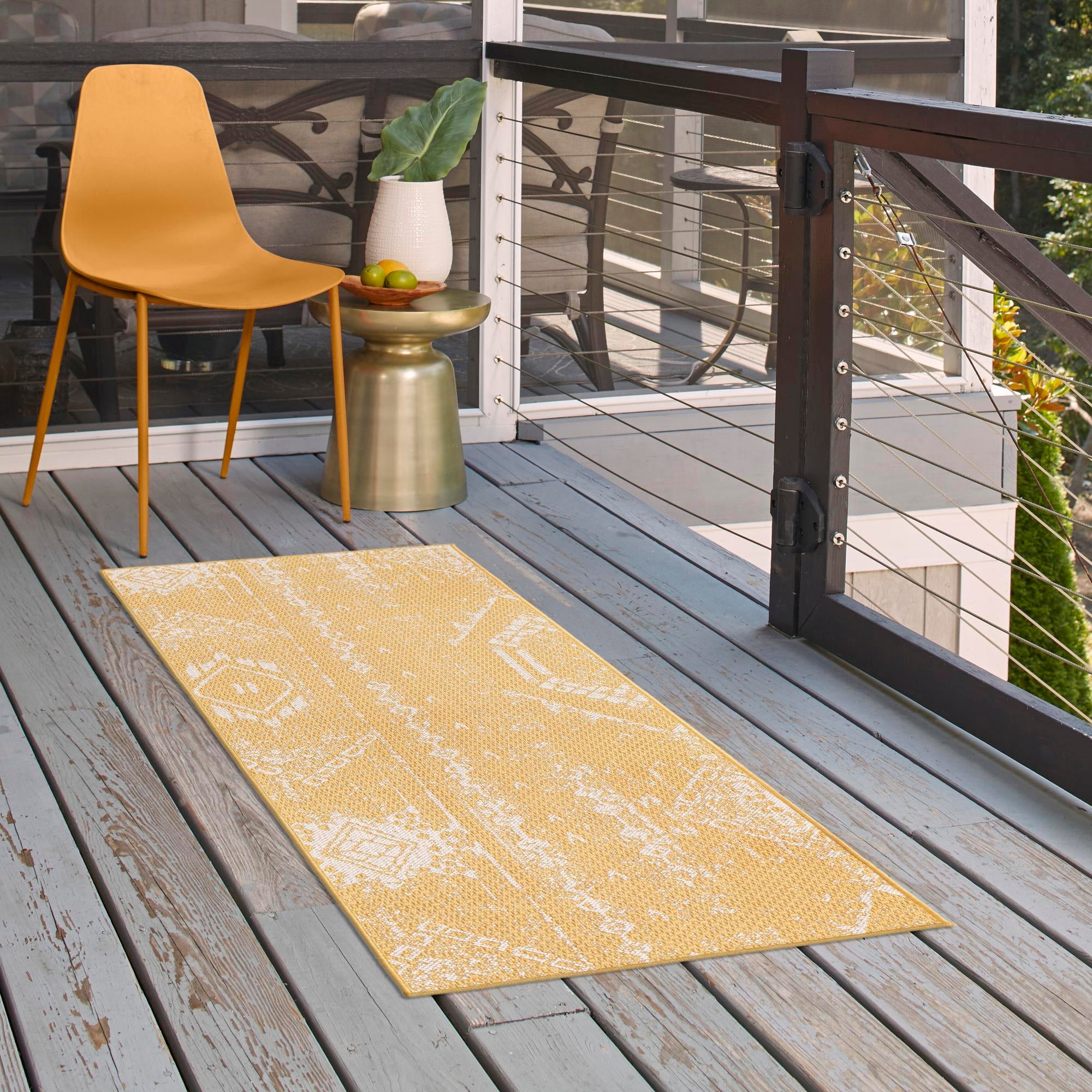 Desert Nomad Terrace Collection Area Rug - Sahara (Yellow)