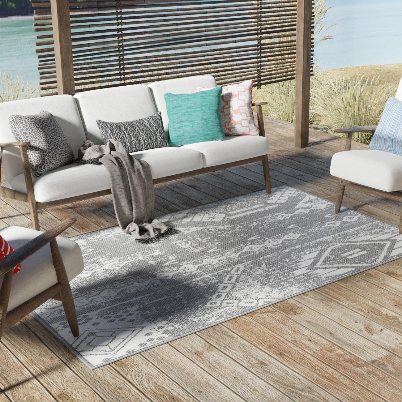 Desert Nomad Terrace Collection Area Rug - Sahara (Charcoal Gray)