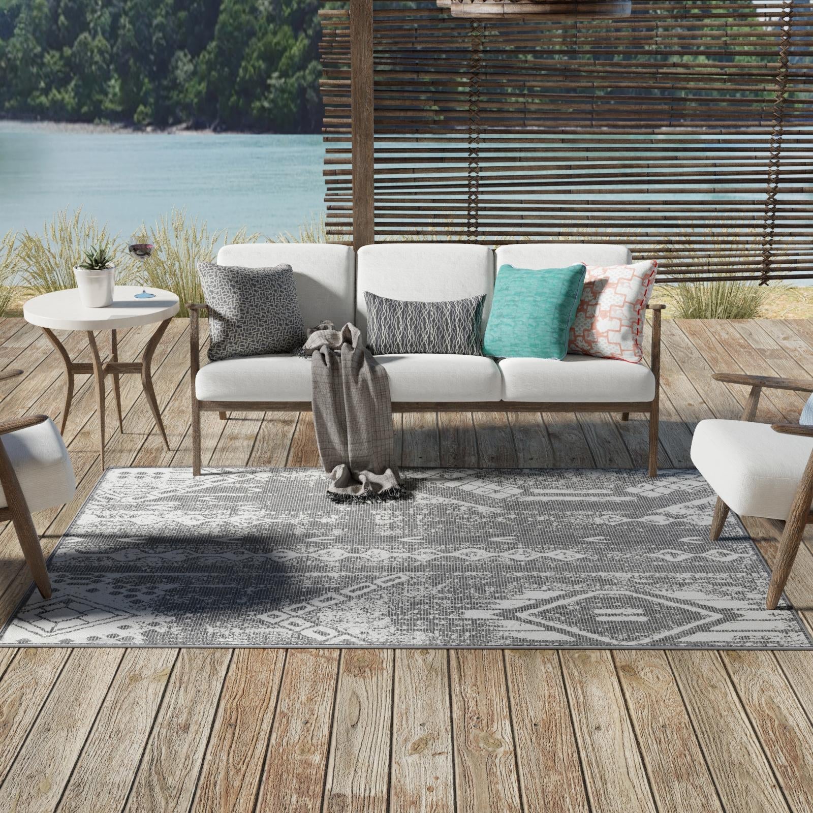 Desert Nomad Terrace Collection Area Rug - Sahara (Charcoal Gray)