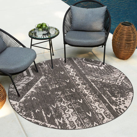 Desert Nomad Terrace Collection Area Rug - Sahara (Charcoal Gray)