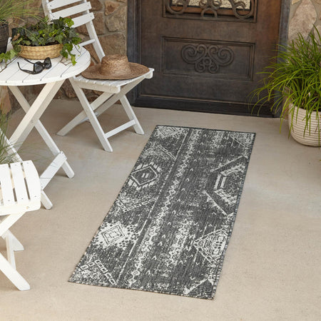 Desert Nomad Terrace Collection Area Rug - Sahara (Charcoal Gray)